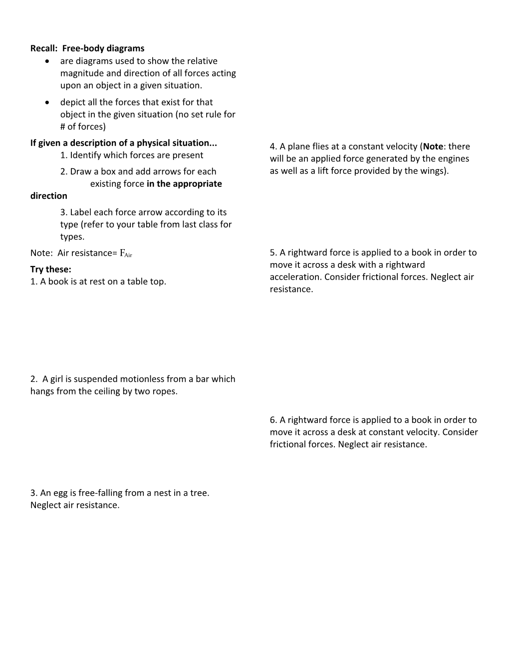 Free Body Diagram Practice