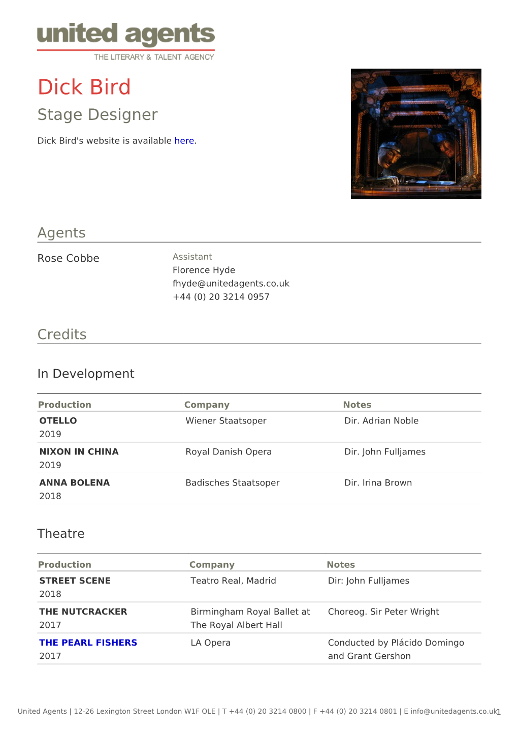 Dick Bird Stage Designer