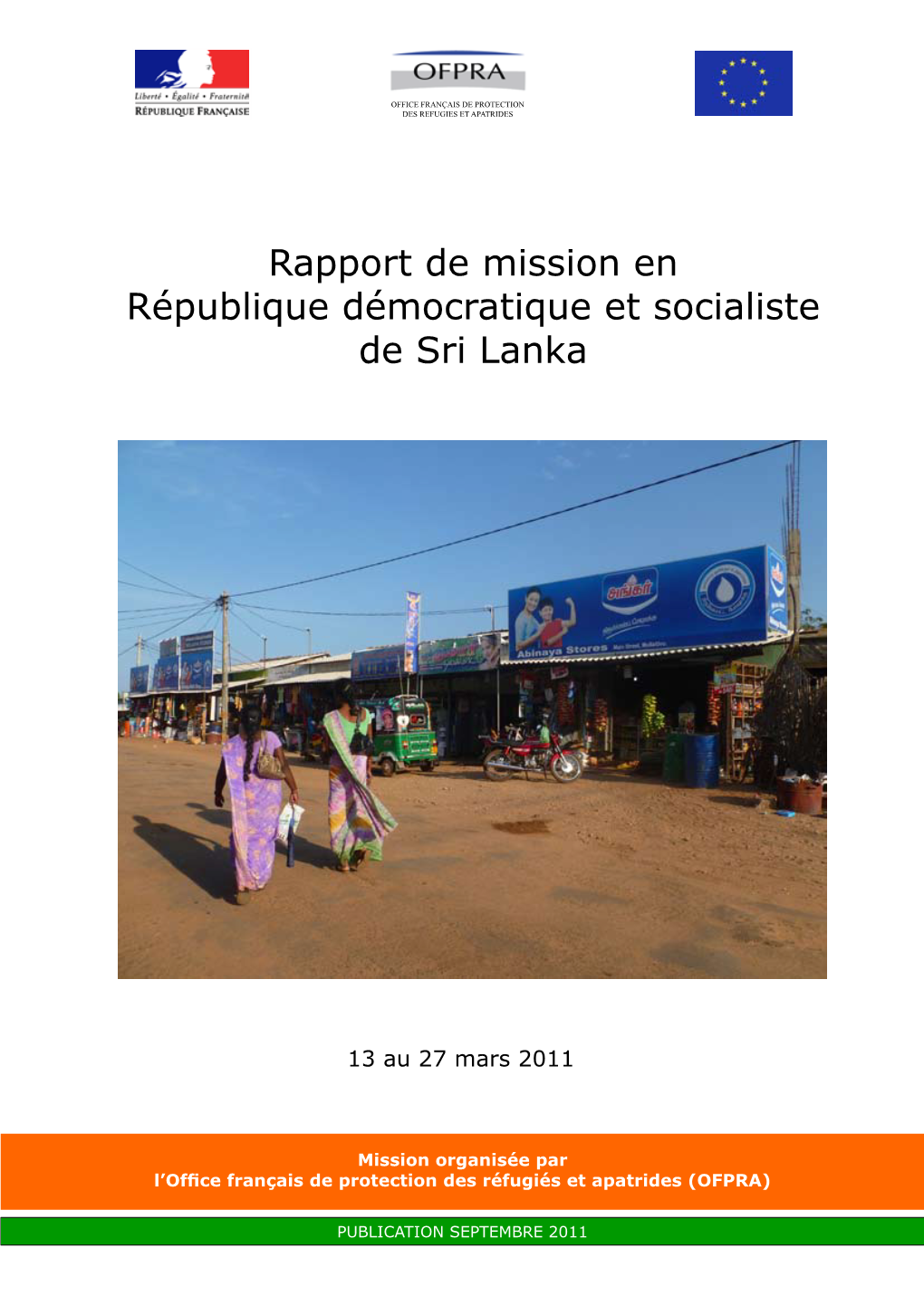 Rapport De Mission En République Démocratique Et Socialiste De Sri Lanka