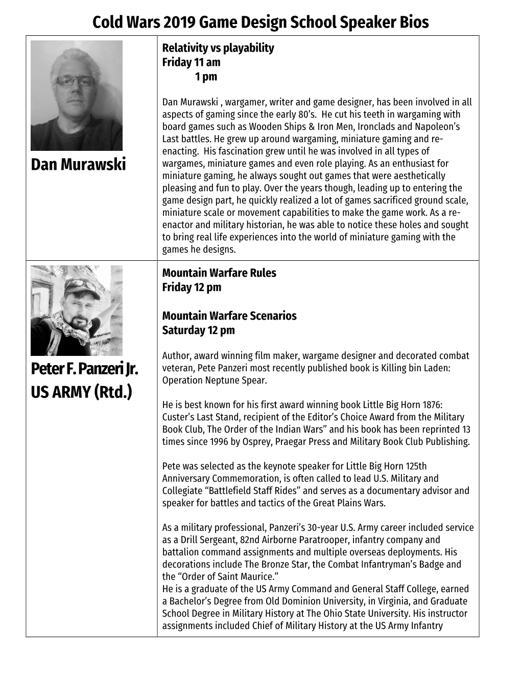 Cold Wars 2019 Game Design School Speaker Bios Dan Murawski Peter