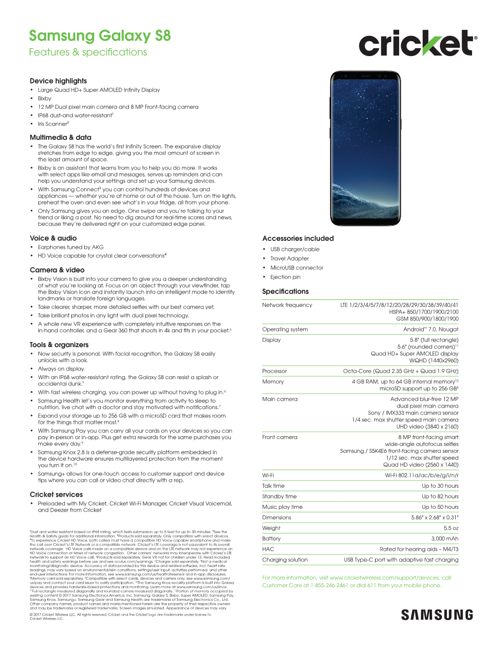 Samsung Galaxy S8 Features & Speci Cations