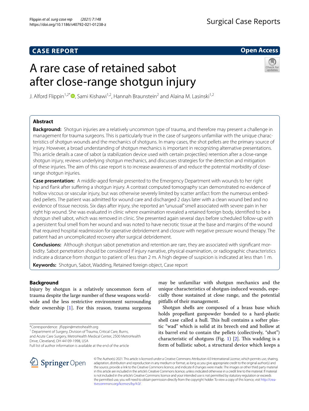 A Rare Case of Retained Sabot After Close-Range Shotgun Injury