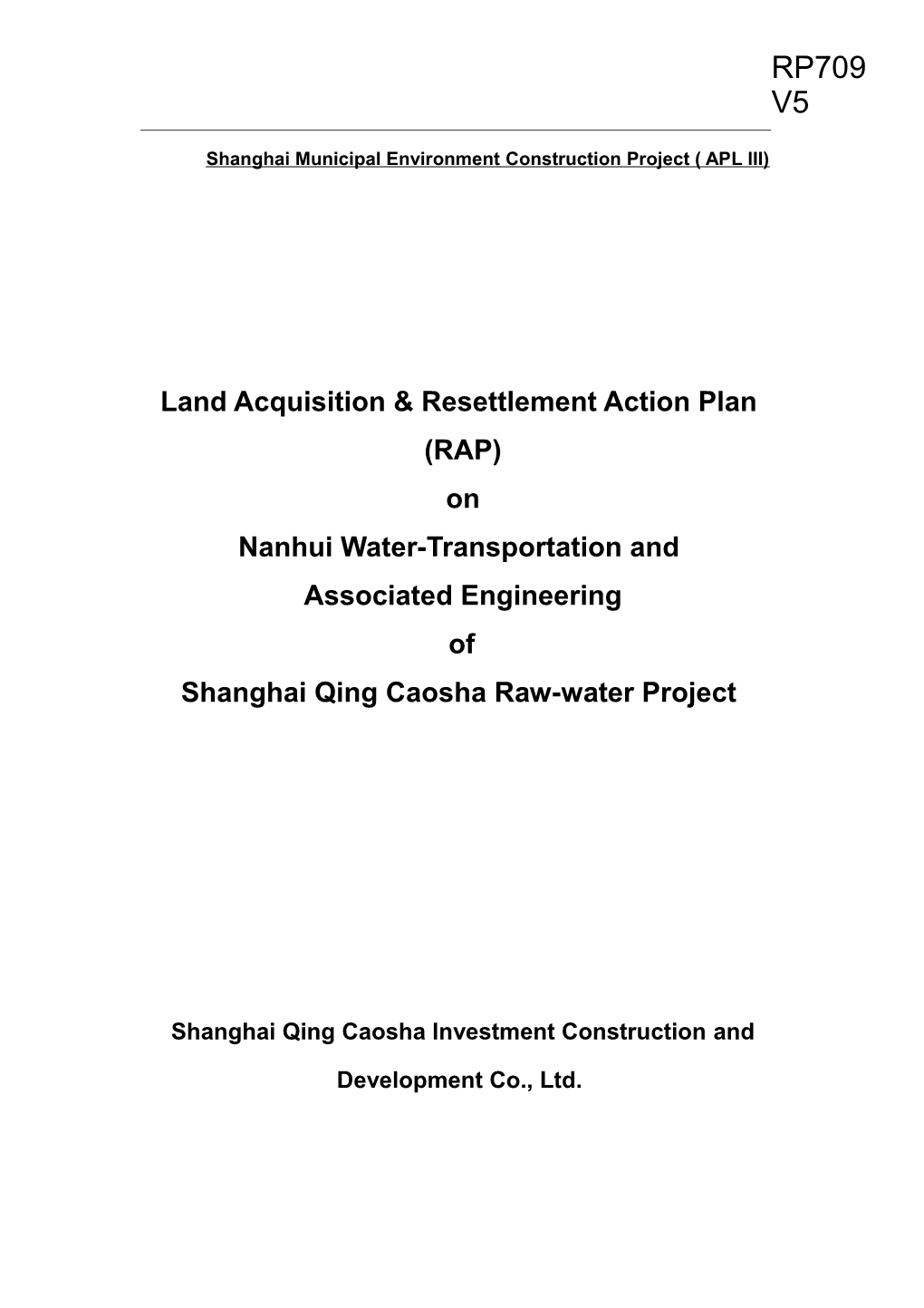 RAP of Shanghai Qin Caosha Raw Water Project of China 0809