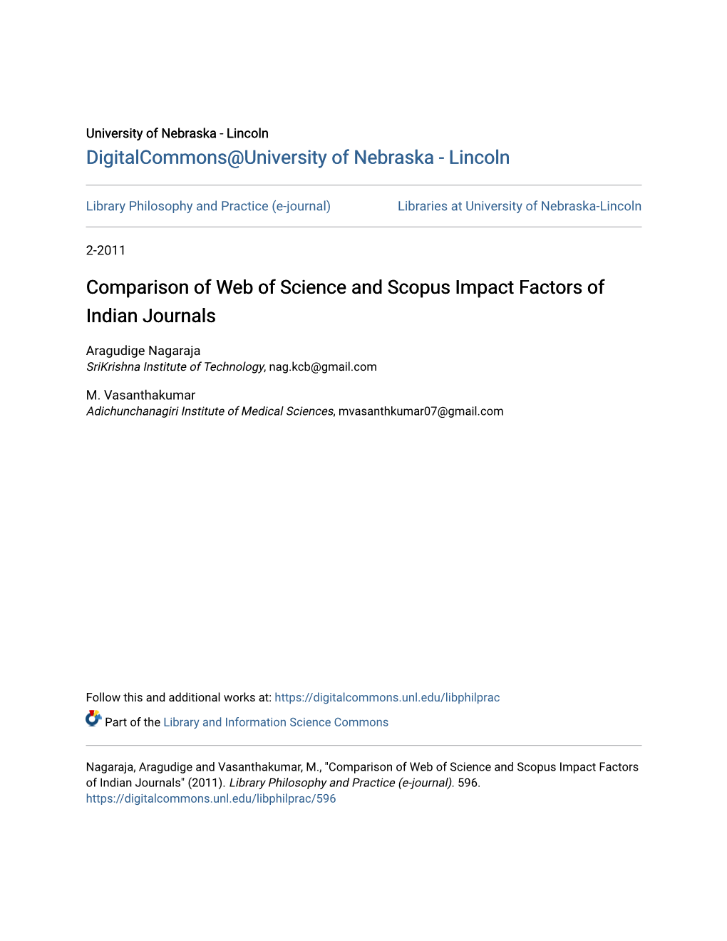 Comparison of Web of Science and Scopus Impact Factors of Indian Journals