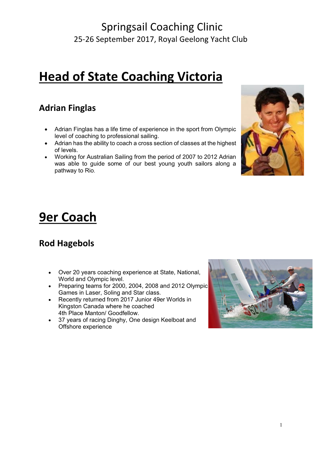 Springsail Coaching Clinic 25-26 September 2017, Royal Geelong Yacht Club
