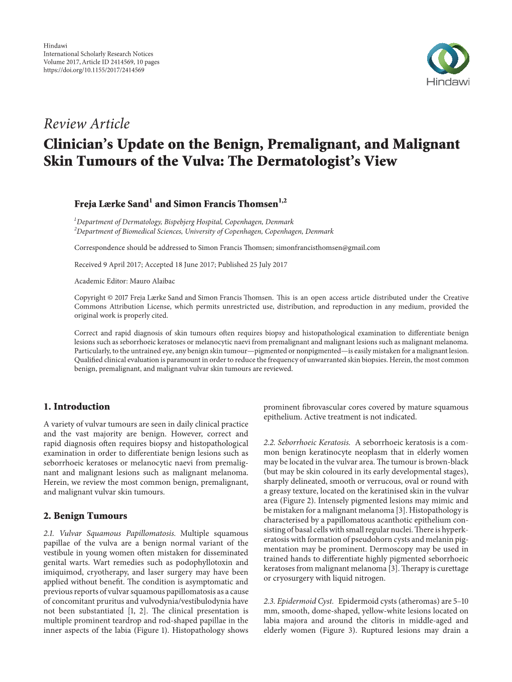 Clinician's Update on the Benign, Premalignant, and Malignant Skin Tumours of the Vulva: the Dermatologist's View