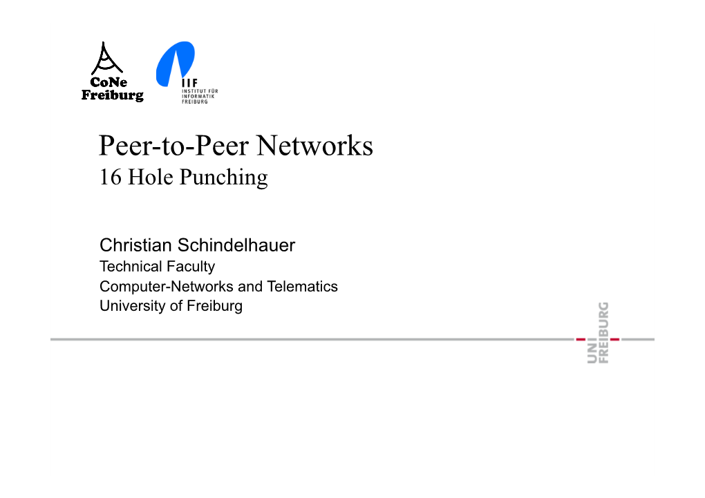 Peer-To-Peer Networks 16 Hole Punching