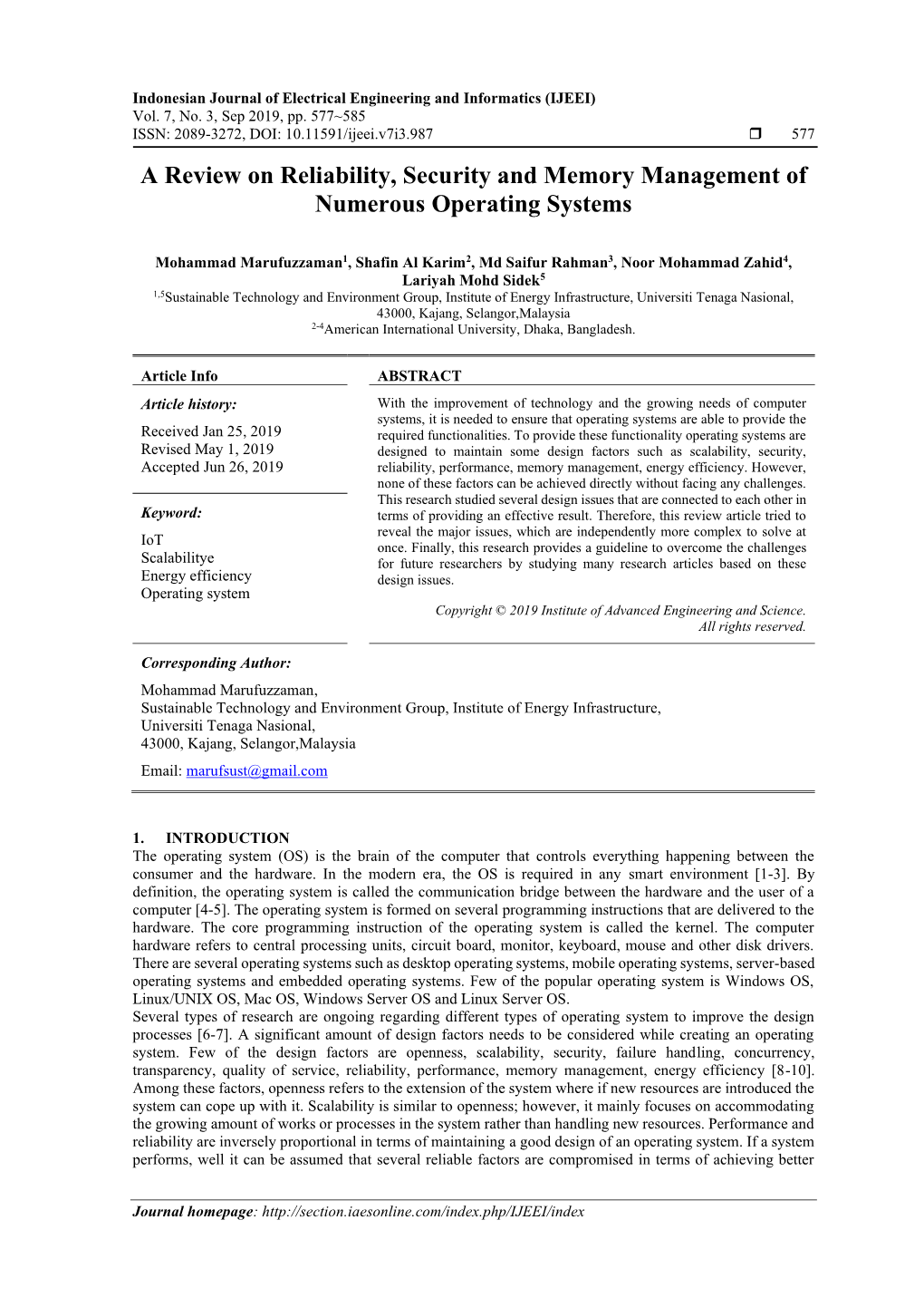 A Review on Reliability, Security and Memory Management of Numerous Operating Systems