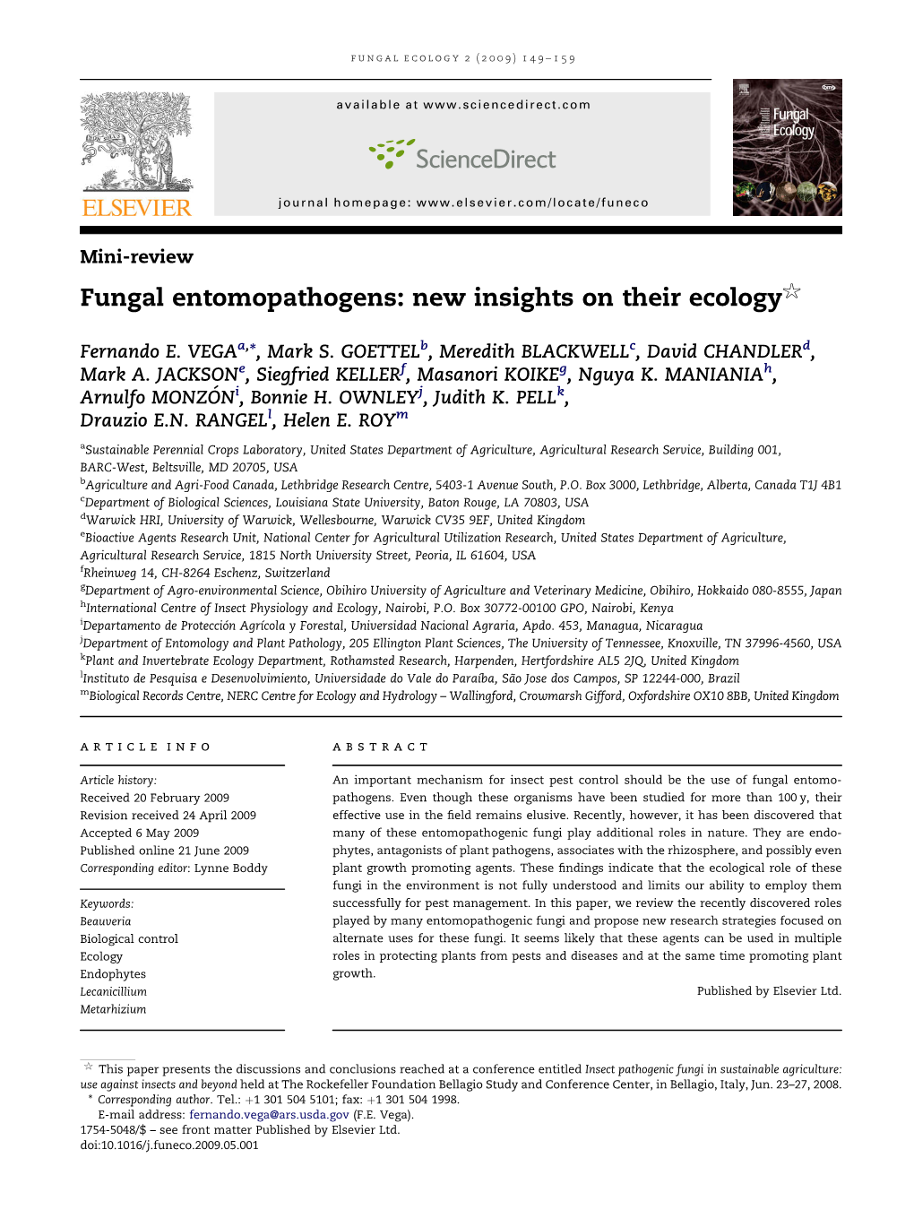 Fungal Entomopathogens: New Insights on Their Ecology