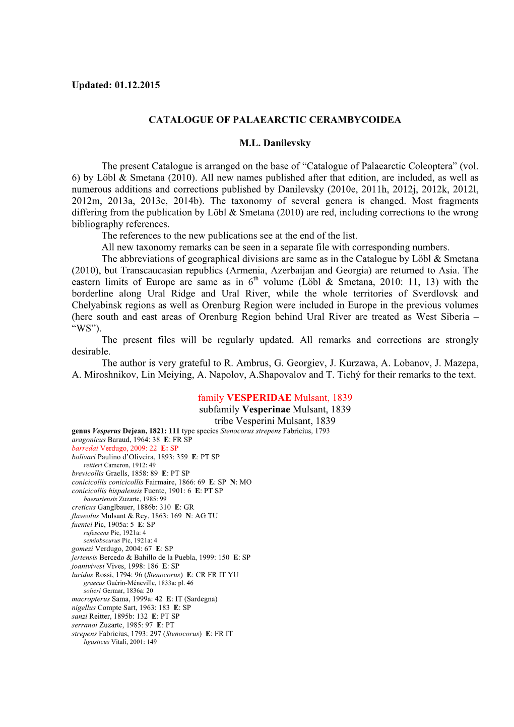 Catalogue of Palaearctic Cerambycoidea
