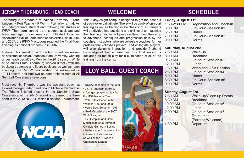 Schedule Lloy Ball, Guest Coach