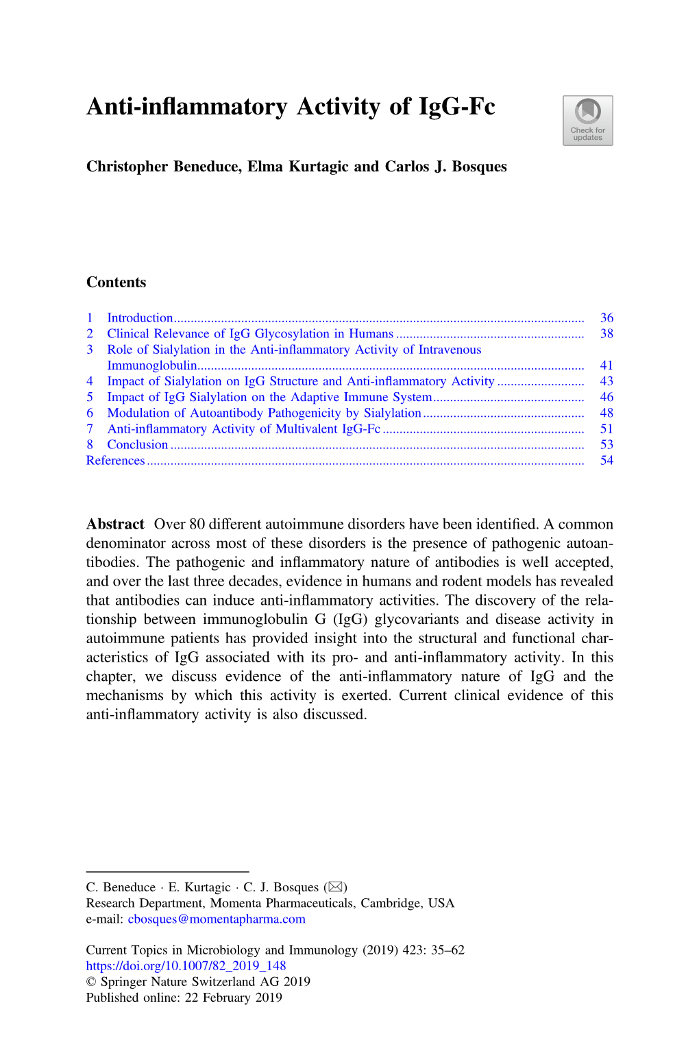 Anti-Inflammatory Activity of Igg-Fc