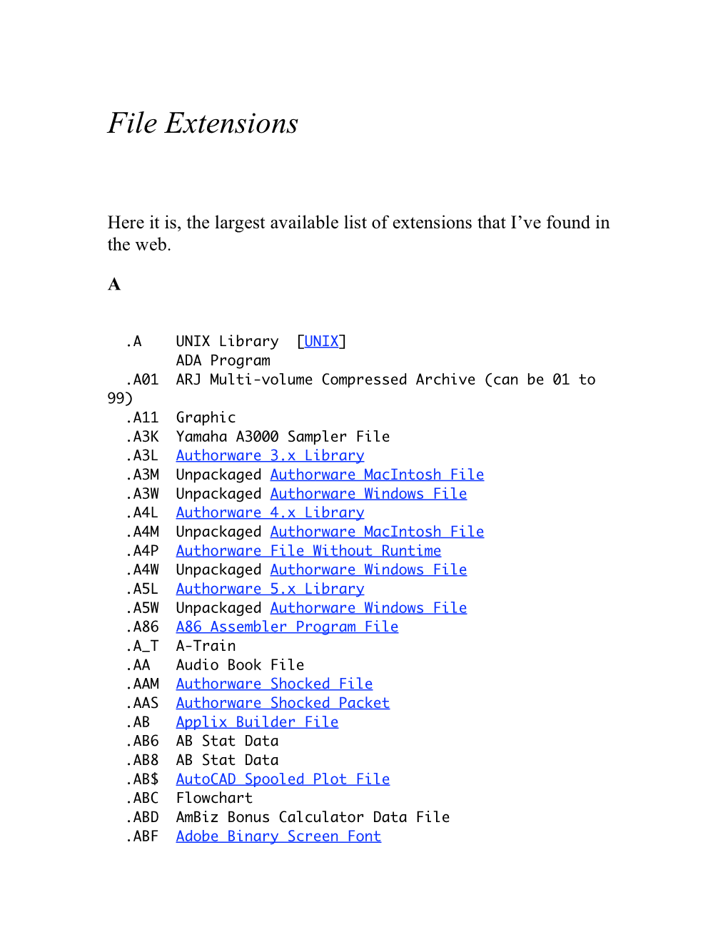 File Extensions