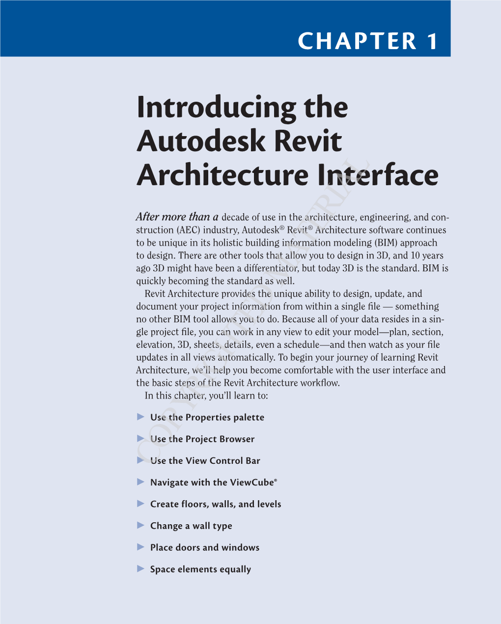 Introducing the Autodesk Revit Architecture Interface