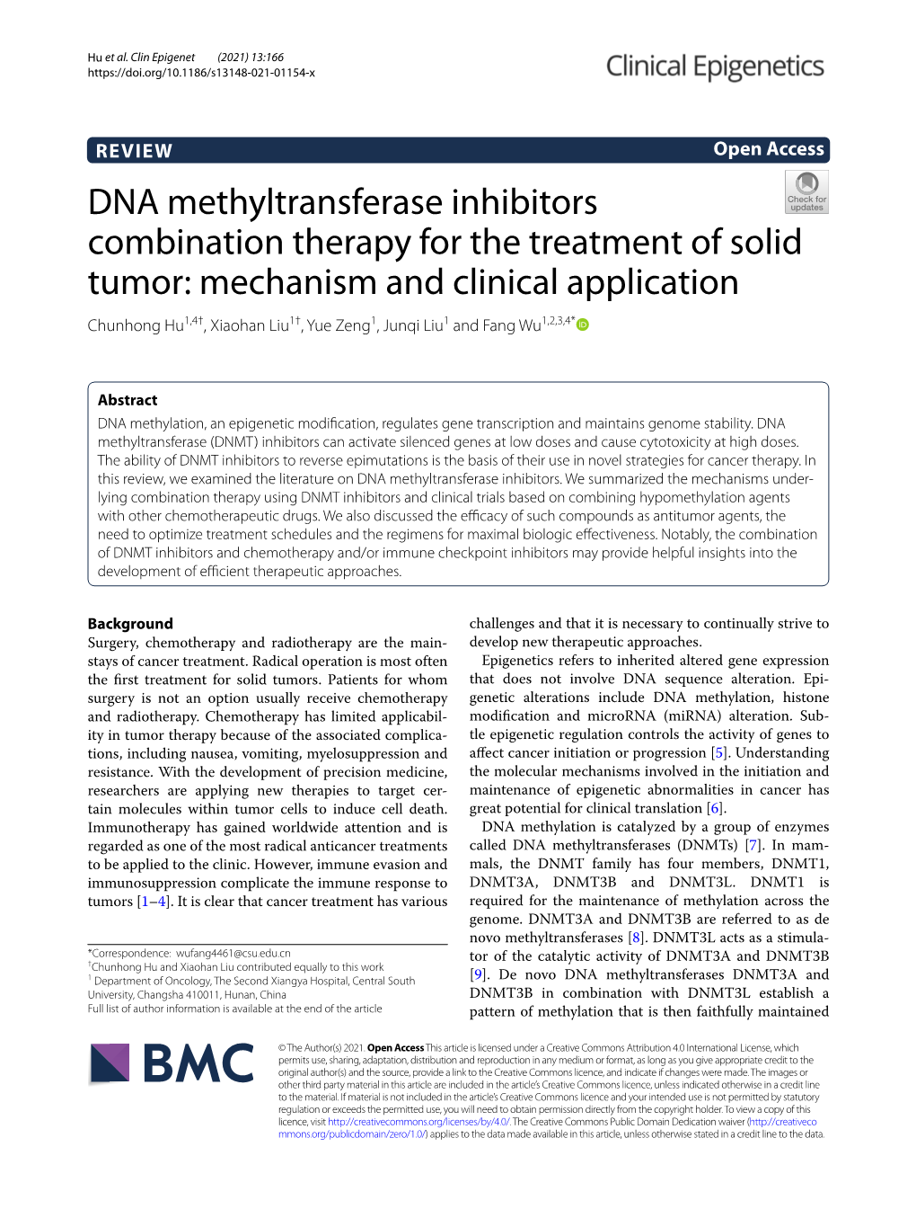DNA Methyltransferase Inhibitors Combination Therapy for The