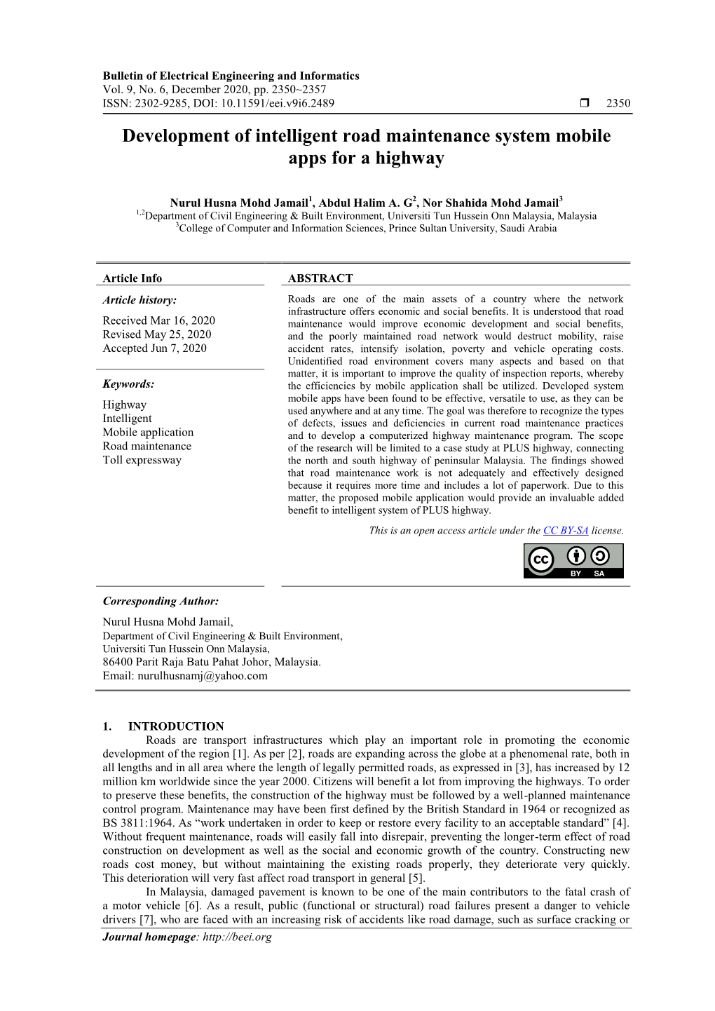 Development of Intelligent Road Maintenance System Mobile Apps for a Highway