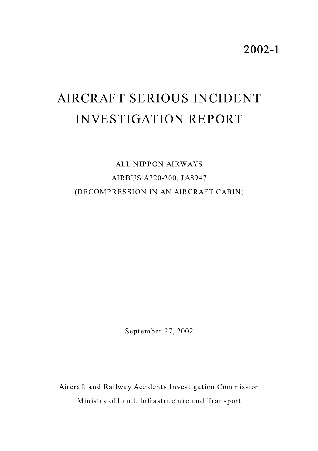 Aircraft Serious Incident Investigation Report
