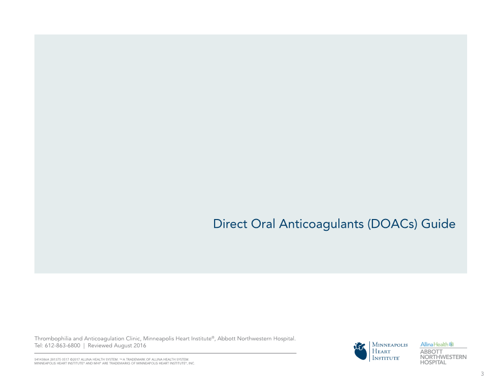 Direct Oral Anticoagulants (Doacs) Guide