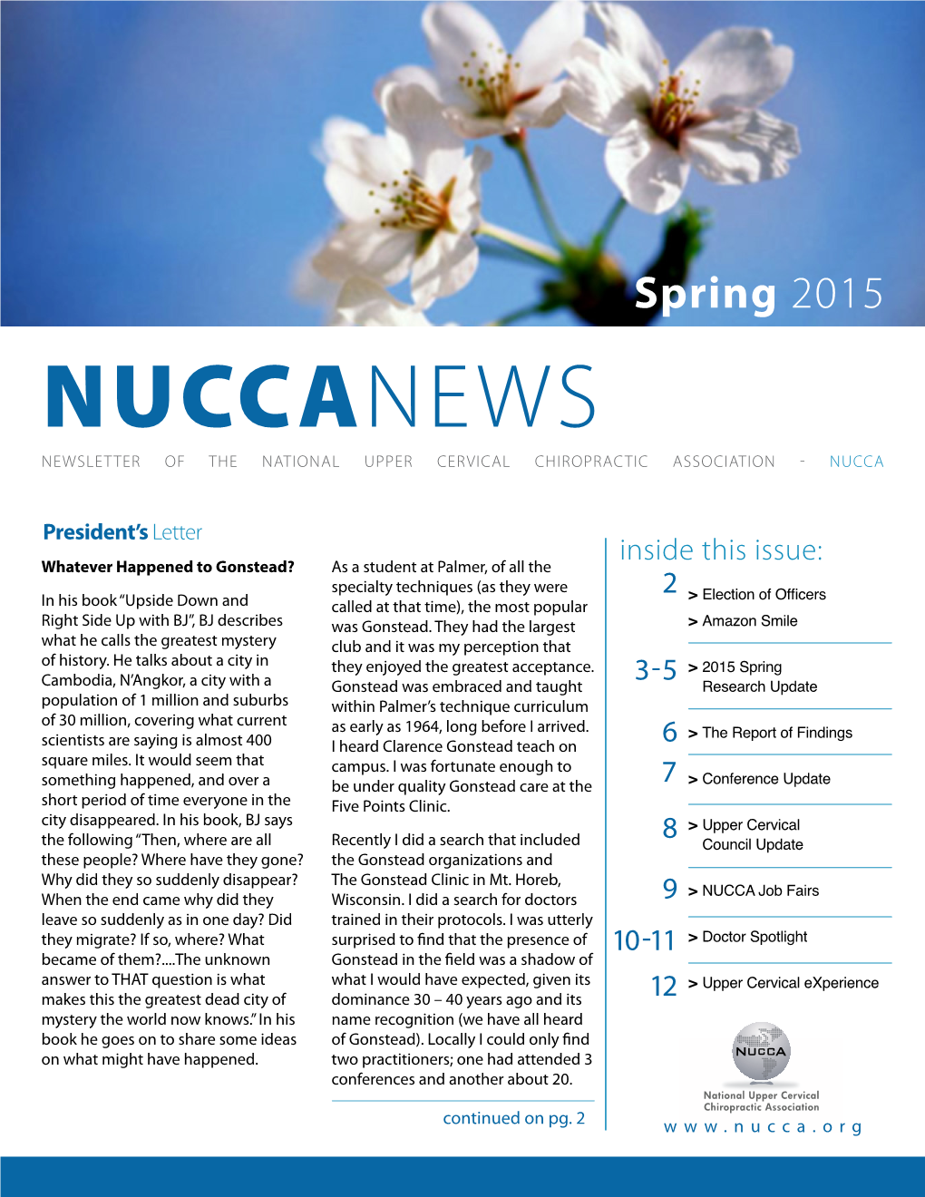 Nuccanews Newsletter of the National Upper Cervical Chiropractic Association - Nucca