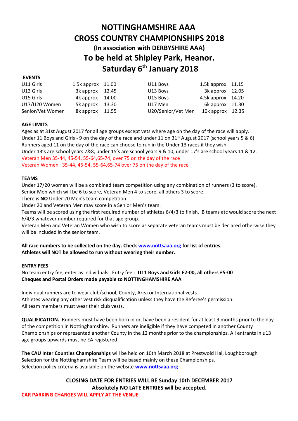 Nottinghamshire Aaa Cross Country Championships 2015