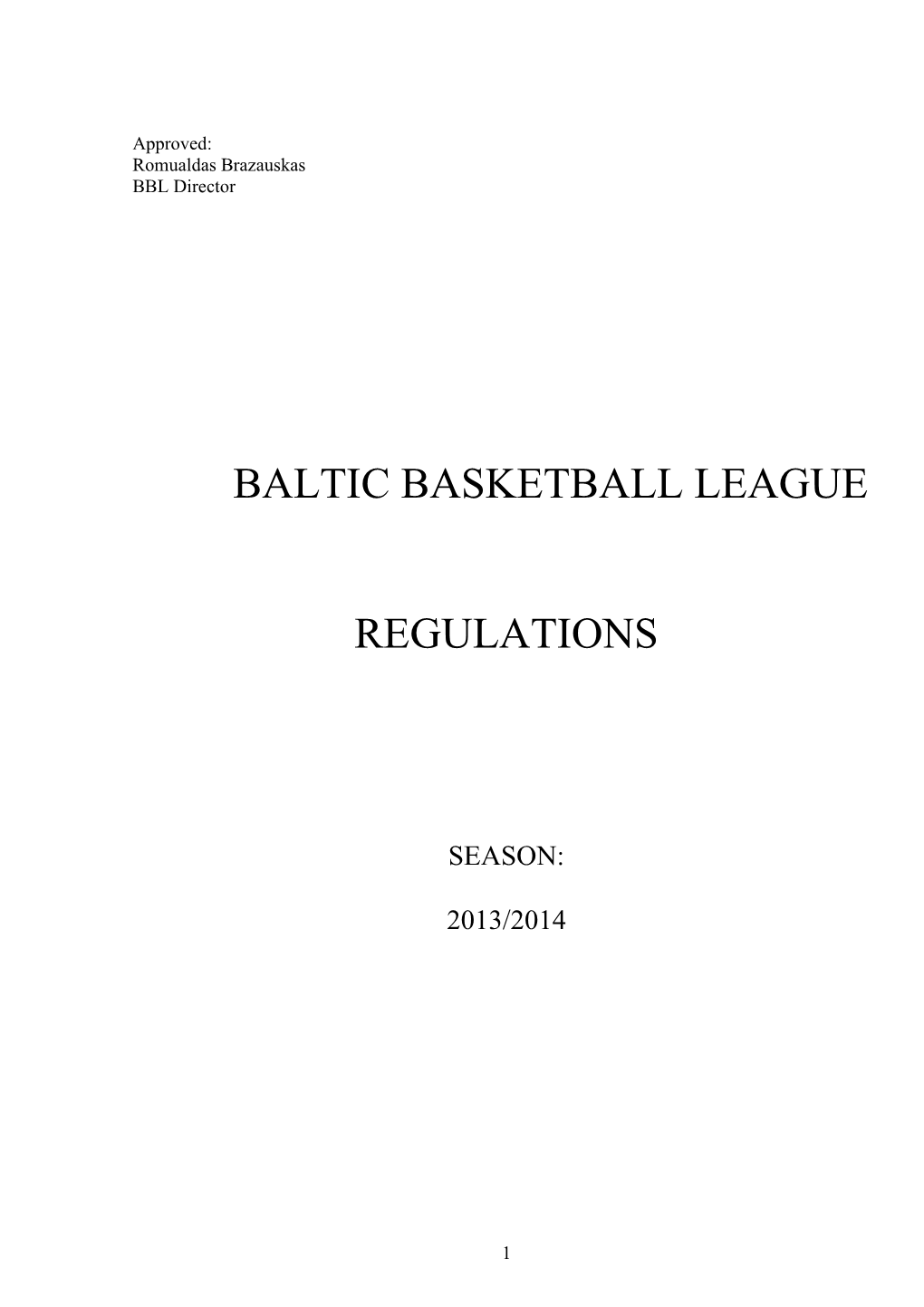 BBL Regulations for the 2013/14 Season