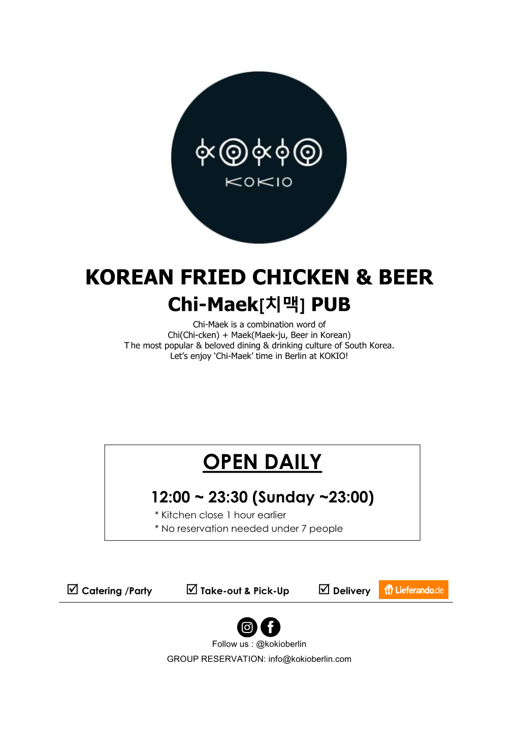 Korean Fried Chicken & Beer Open Daily