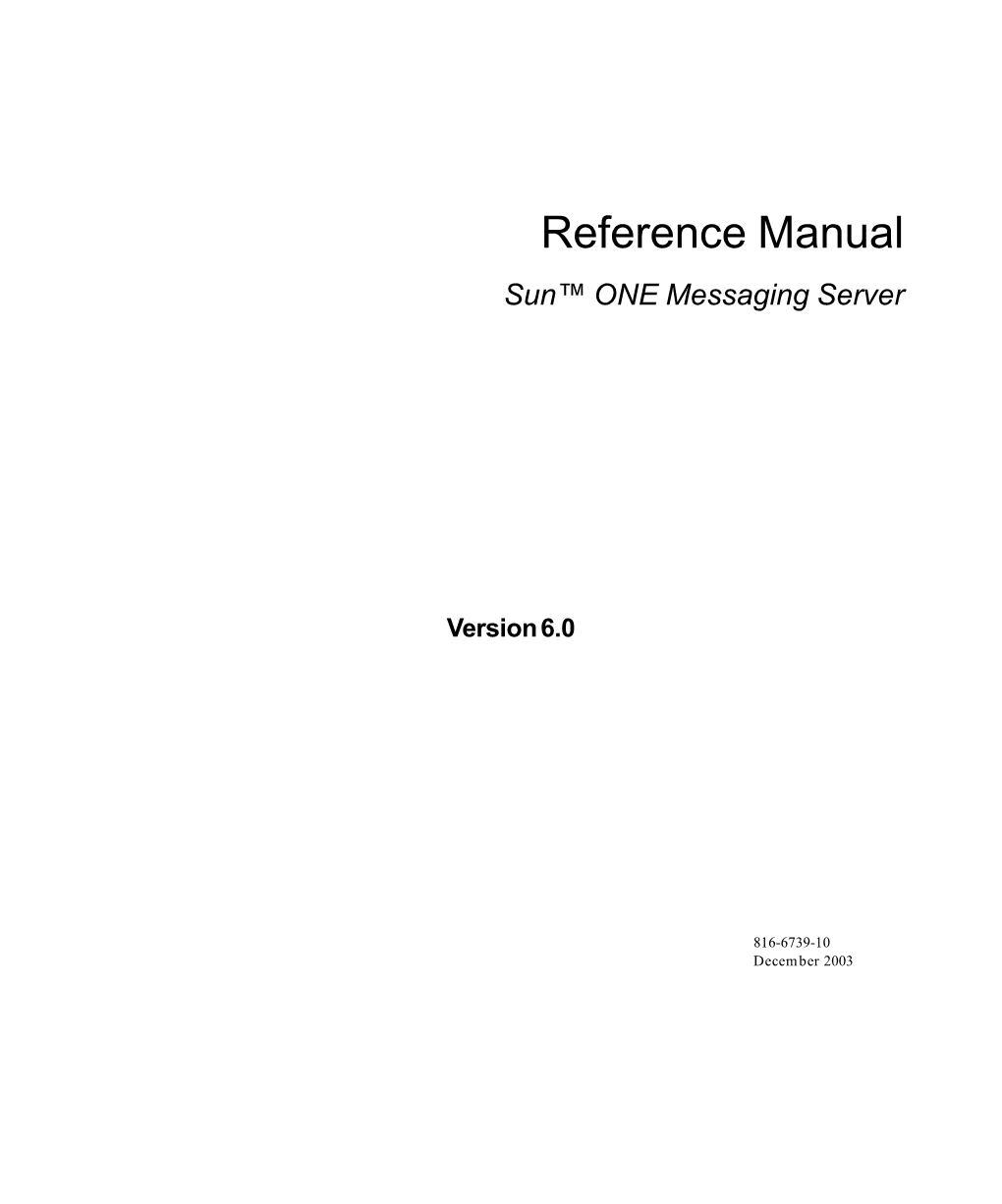 Sun ONE Messaging Server 6.0 Reference Manual