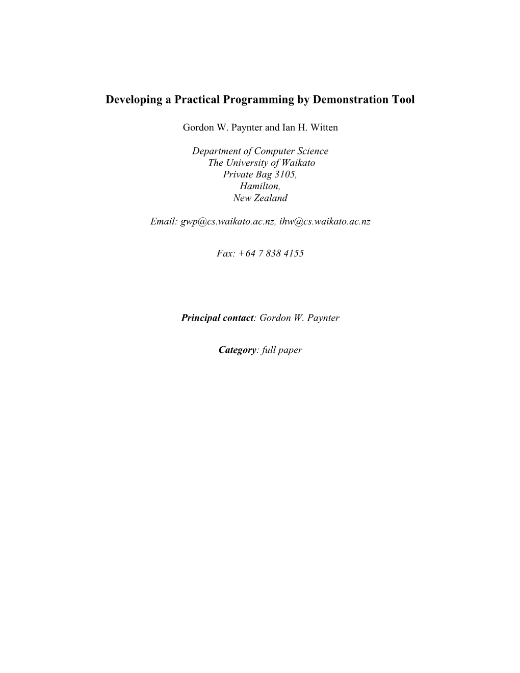 Developing a Practical Programming by Demonstration Tool