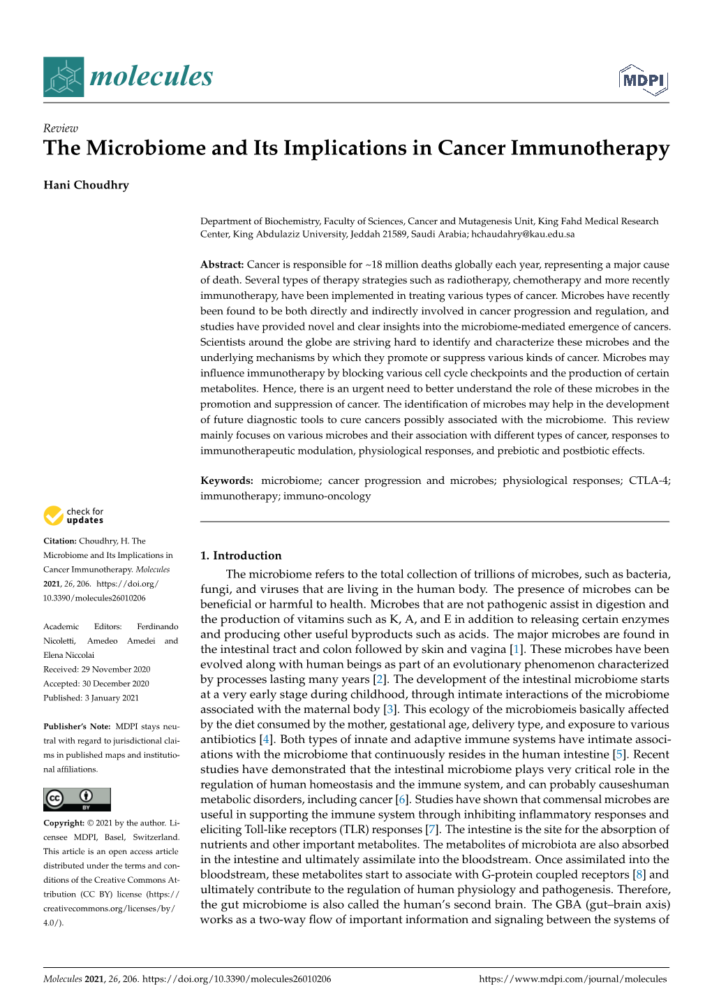 The Microbiome and Its Implications in Cancer Immunotherapy