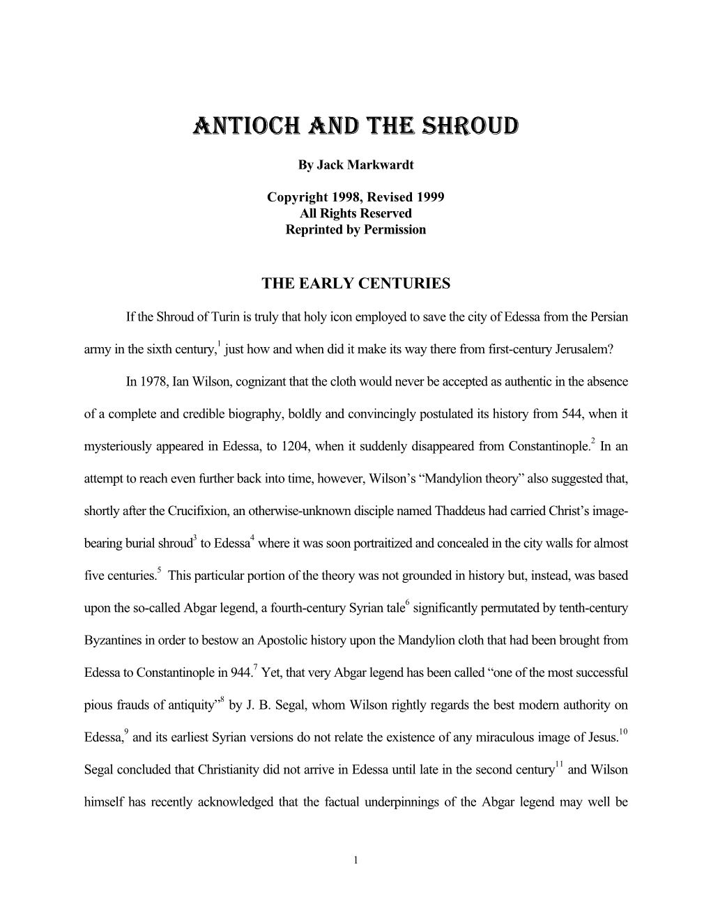 Antioch and the Shroud