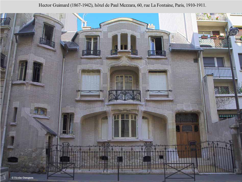 2), Hôtel De Paul Mezzara, 60, Rue La Fontaine, Paris, 1910-1911