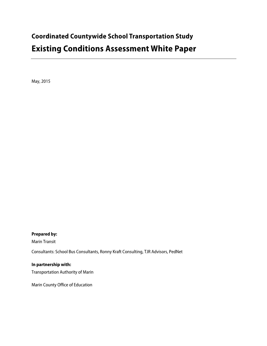 Existing Conditions Assessment White Paper
