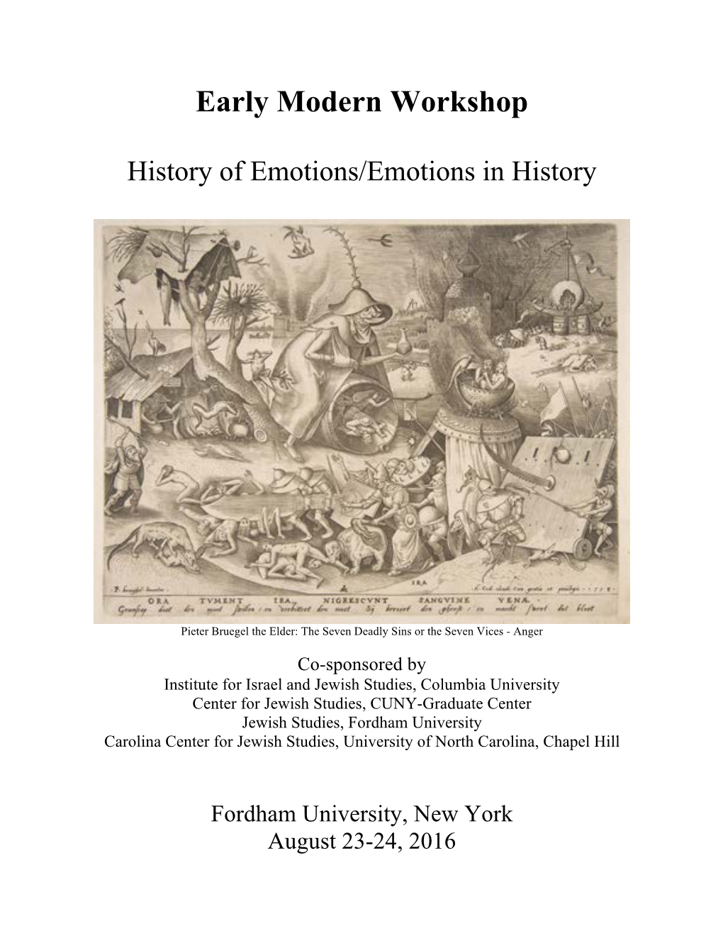 EMW 2016: History of Emotions/Emotions in History