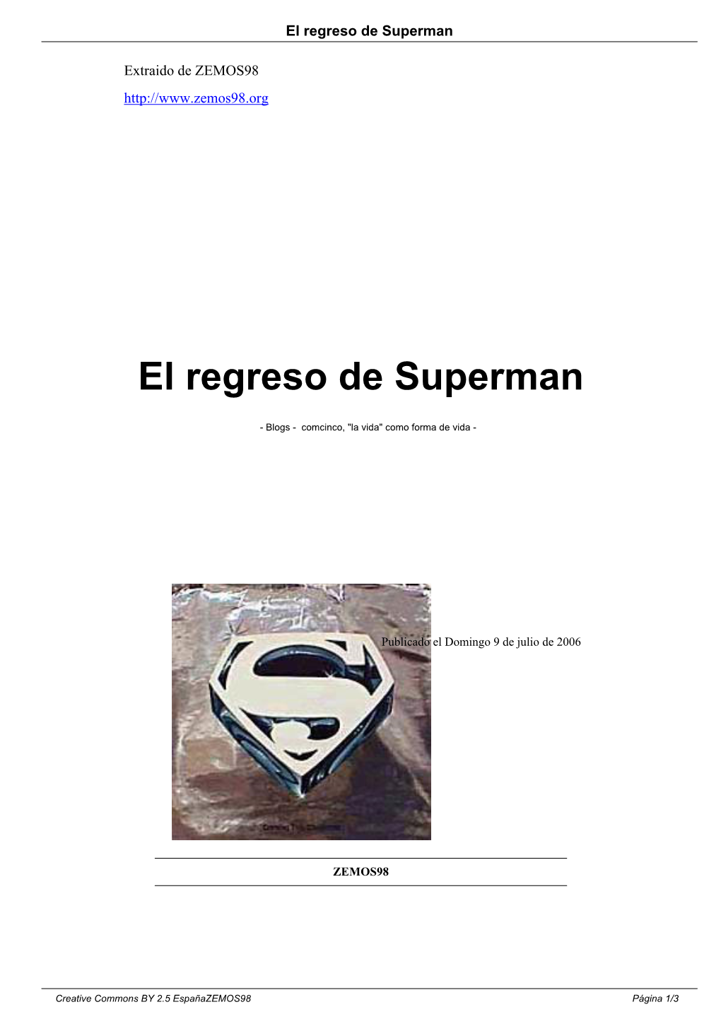 El Regreso De Superman