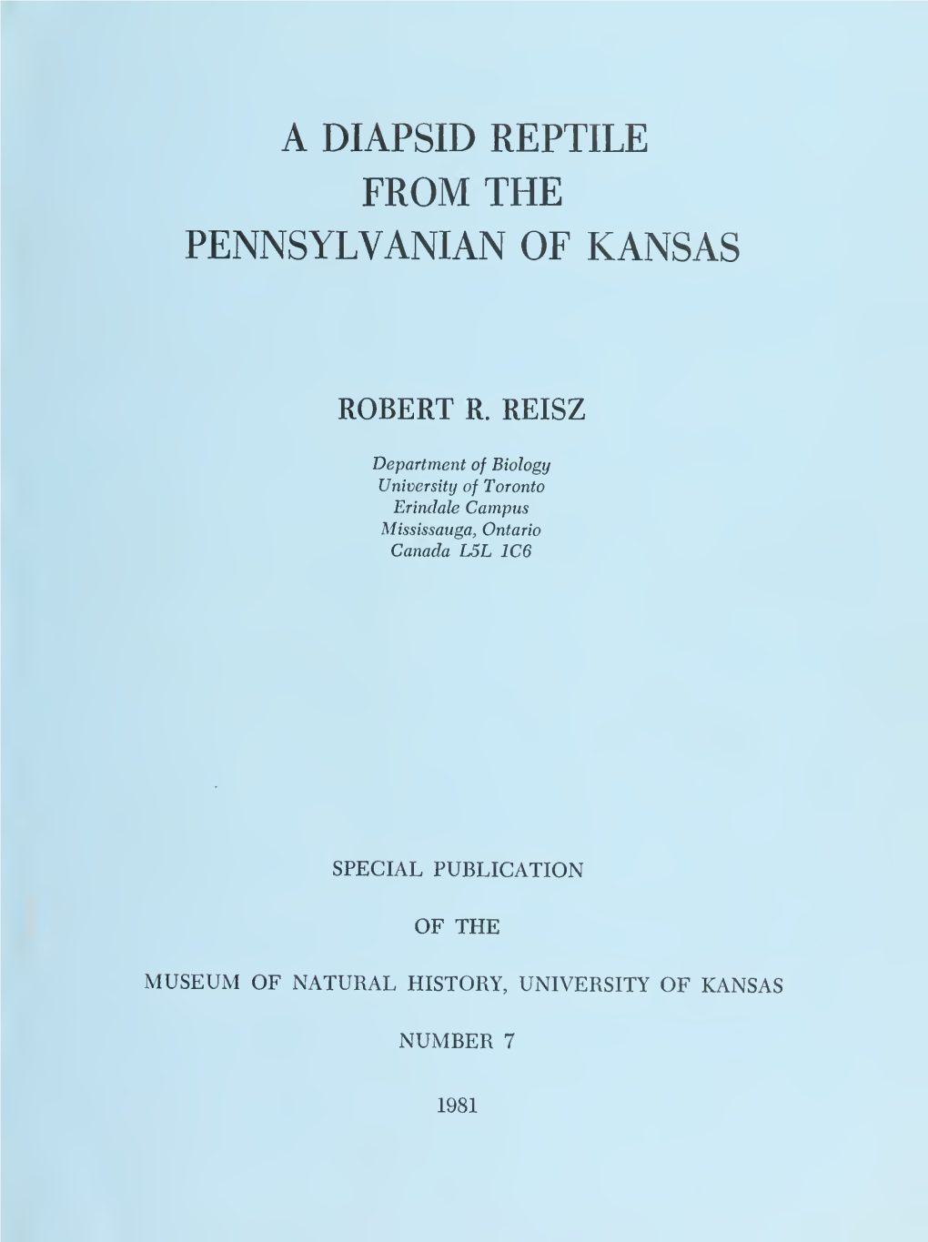 A Diapsid Reptile from the Pennsylvanian of Kansas