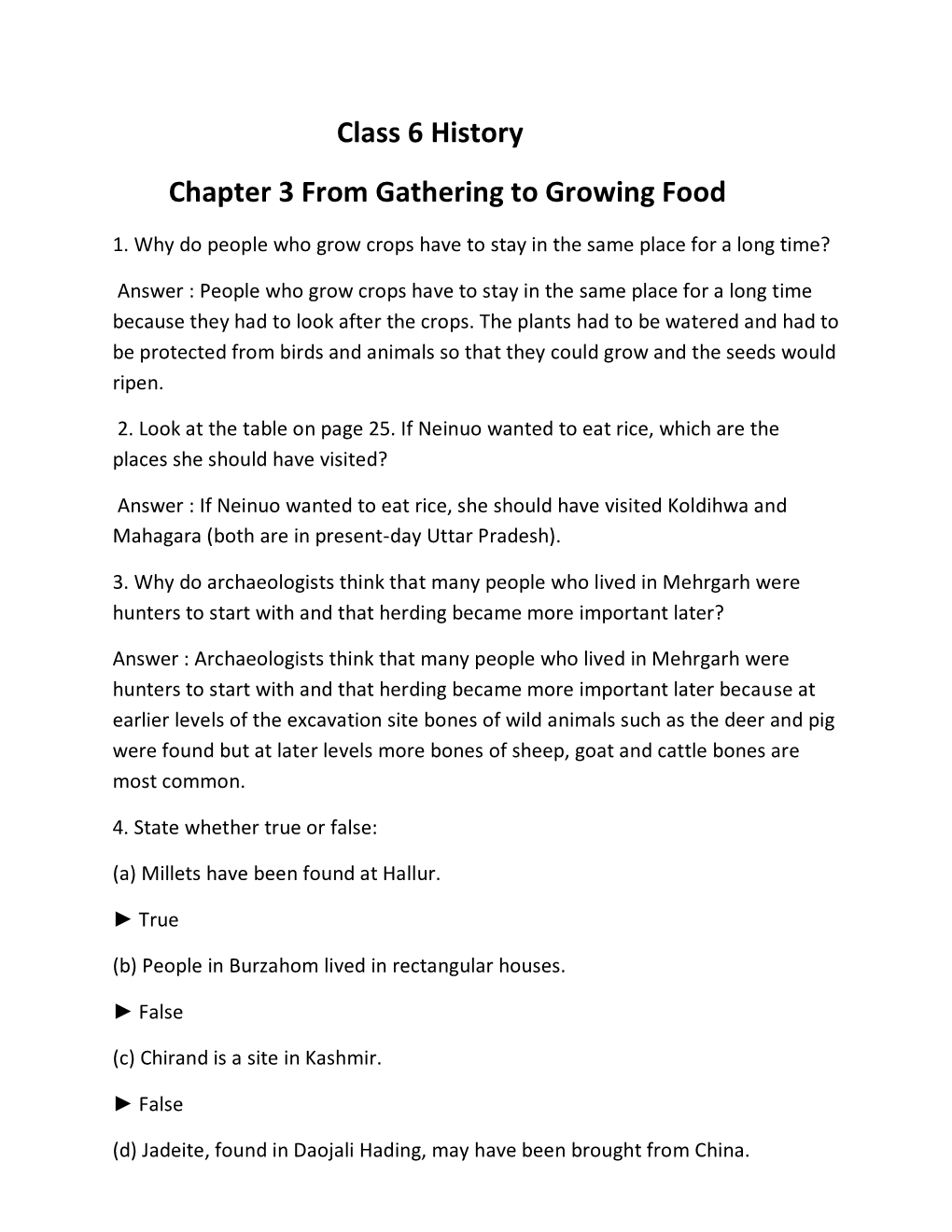 Class 6 History Chapter 3 from Gathering to Growing Food