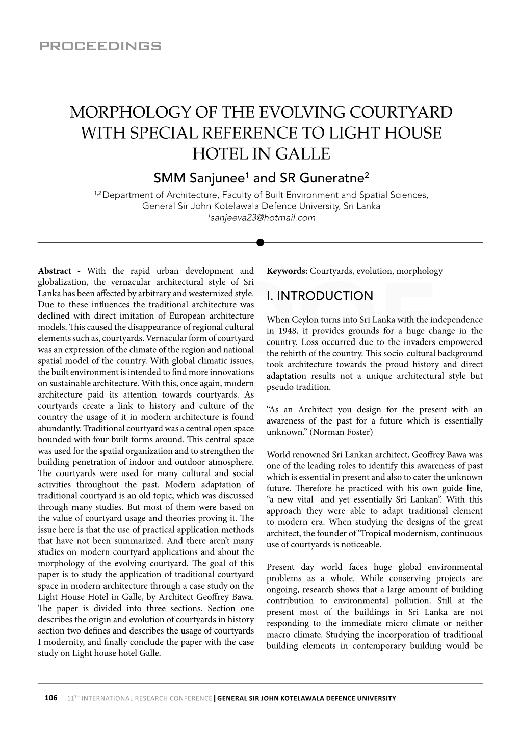 Proceedings Morphology of the Evolving Courtyard