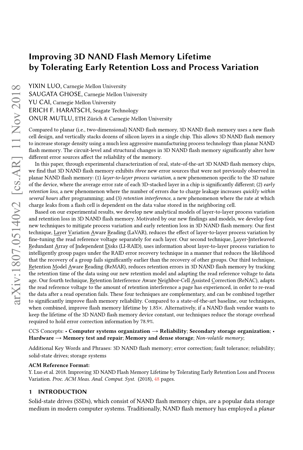 Improving 3D NAND Flash Memory Lifetime by Tolerating Early Retention Loss and Process Variation