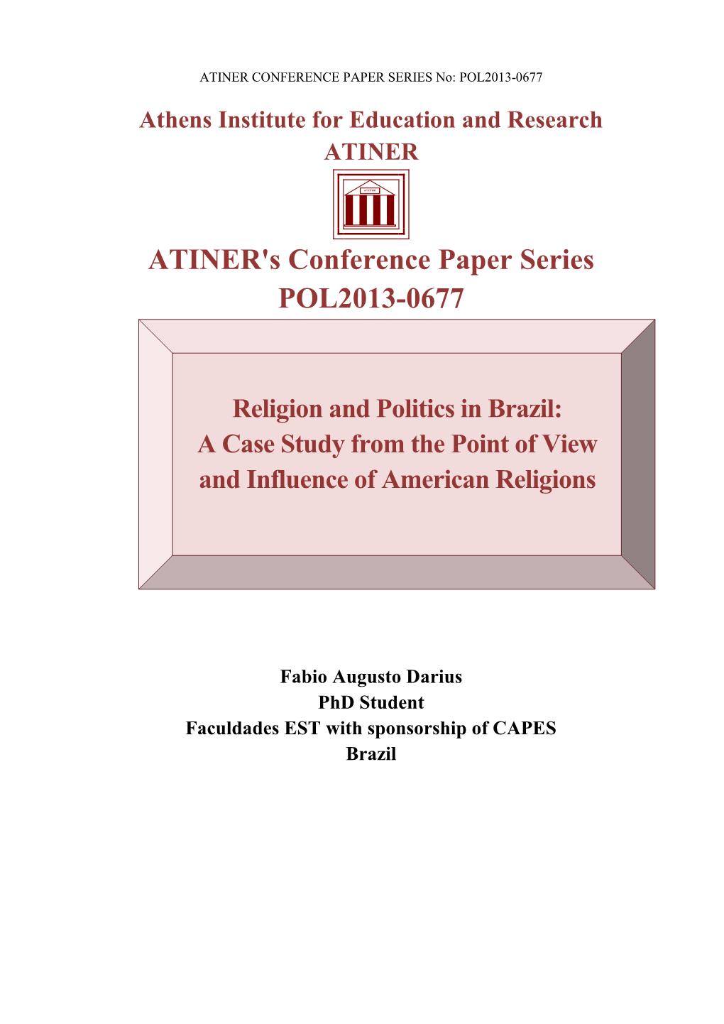 ATINER's Conference Paper Series POL2013-0677