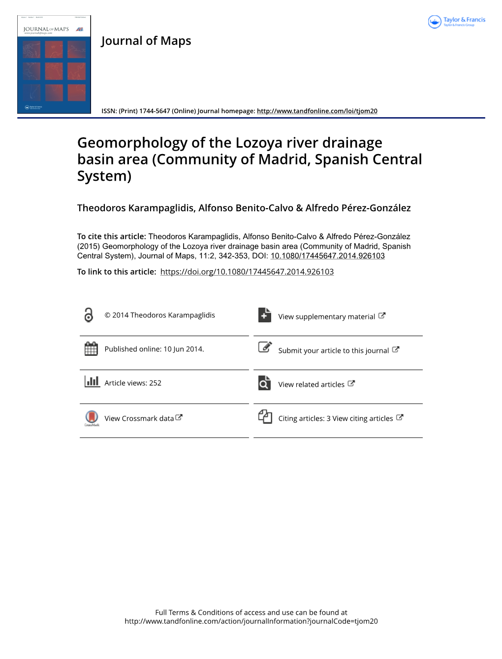 Geomorphology of the Lozoya River Drainage Basin Area (Community of Madrid, Spanish Central System)