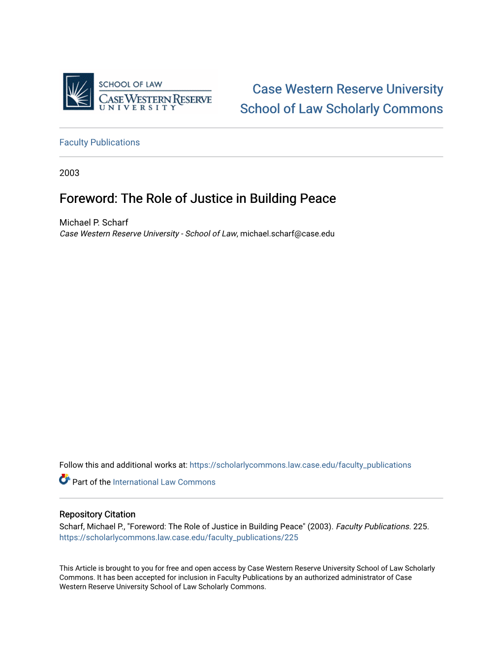 Foreword: the Role of Justice in Building Peace