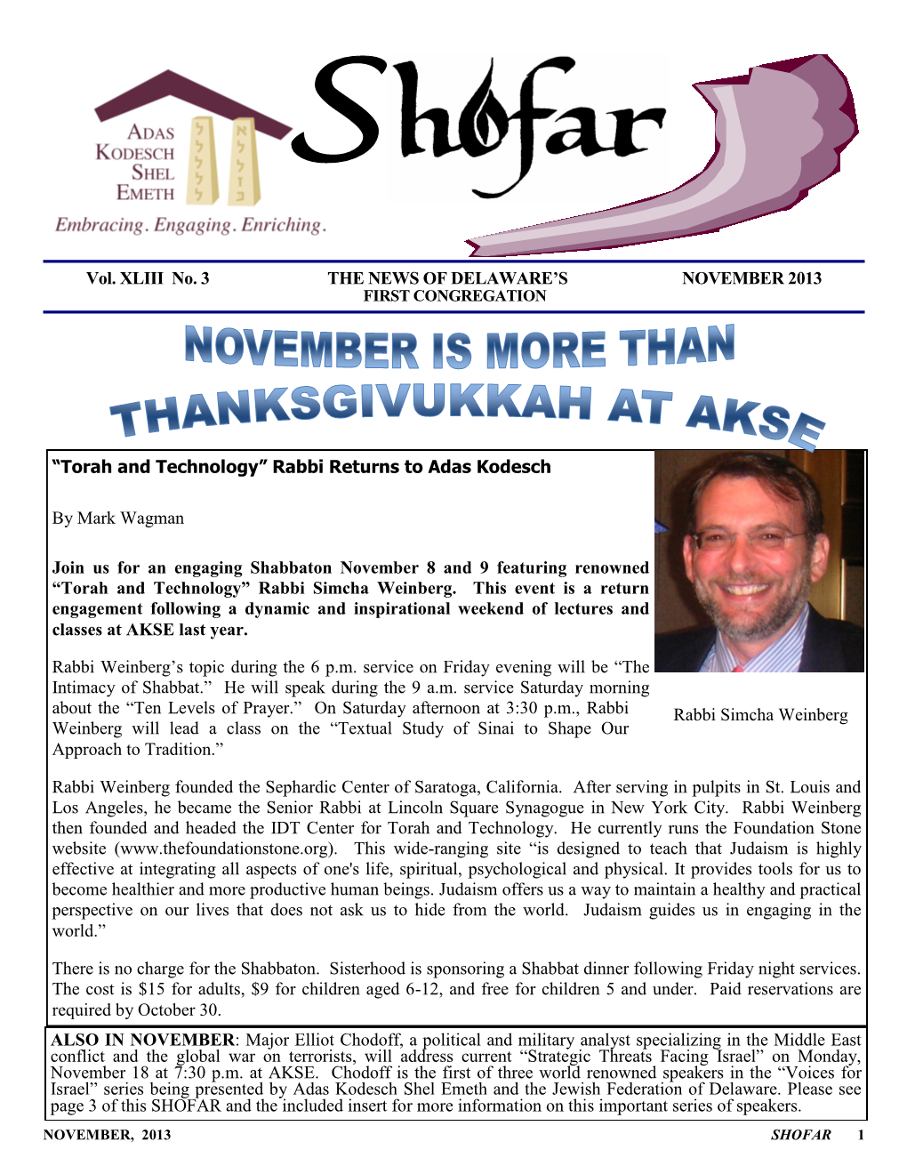 Vol. XLIII No. 3 the NEWS of DELAWARE's NOVEMBER 2013