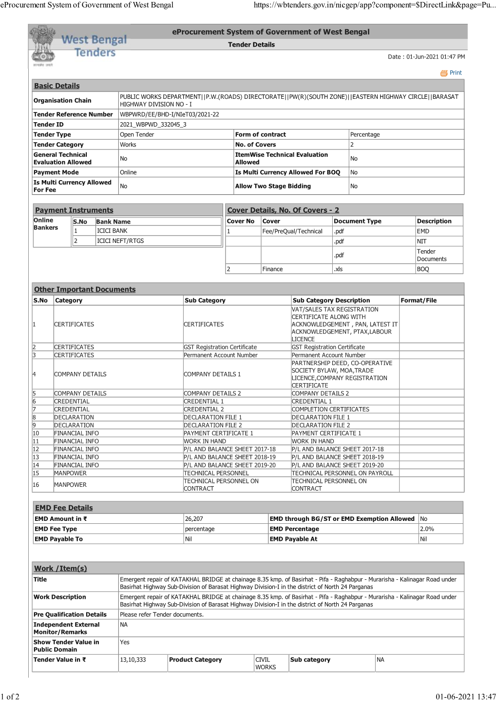 Eprocurement System of Government of West Bengal