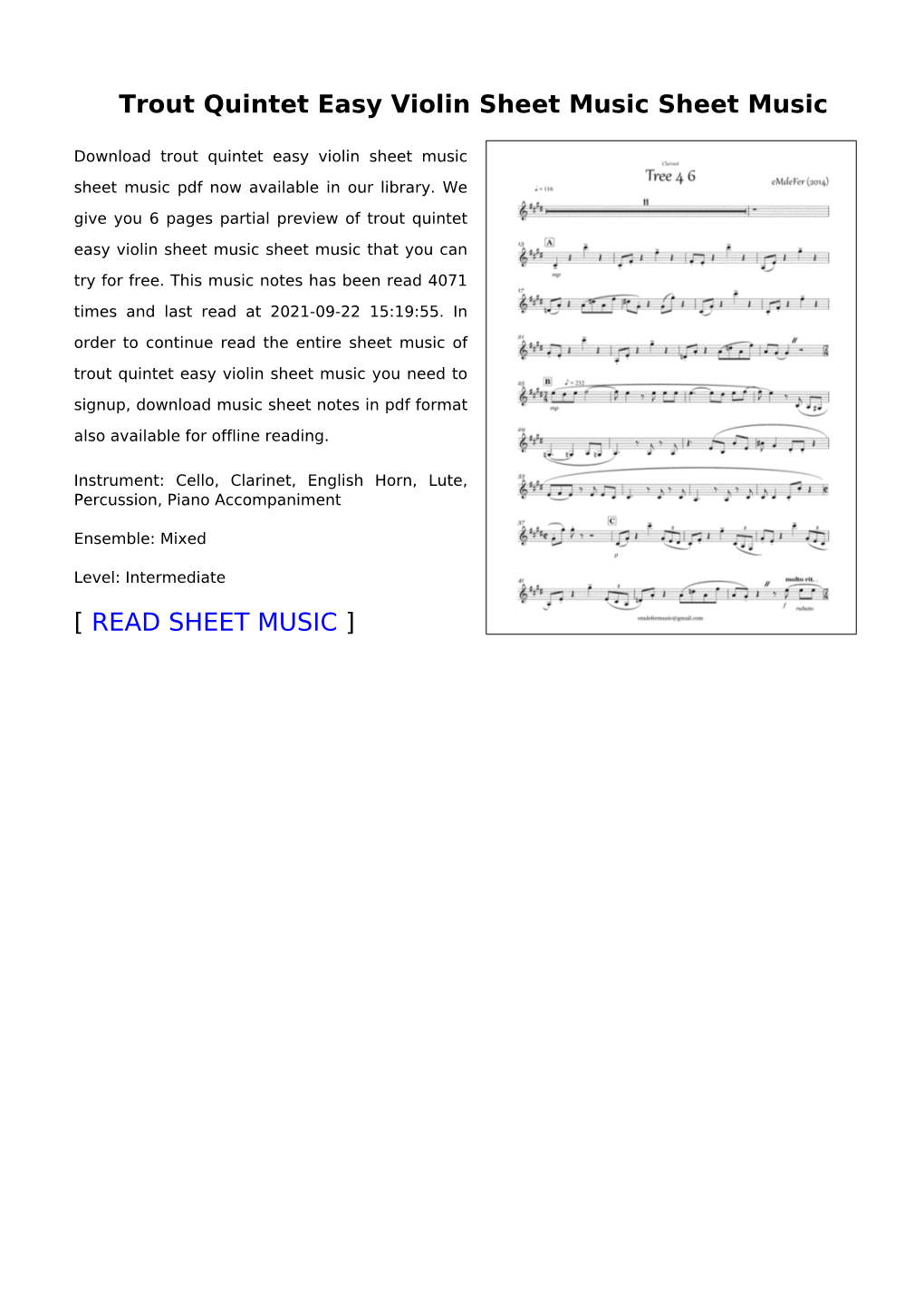 Sheet Music of Trout Quintet Easy Violin Sheet Music You Need to Signup, Download Music Sheet Notes in Pdf Format Also Available for Offline Reading