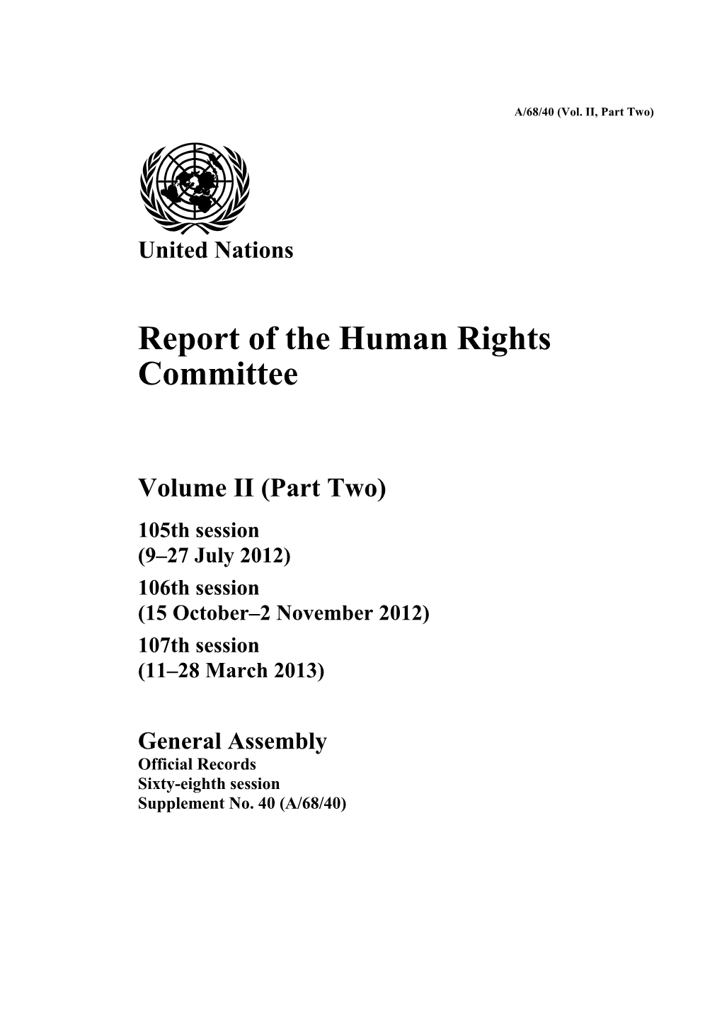 Report of the Human Rights Committee