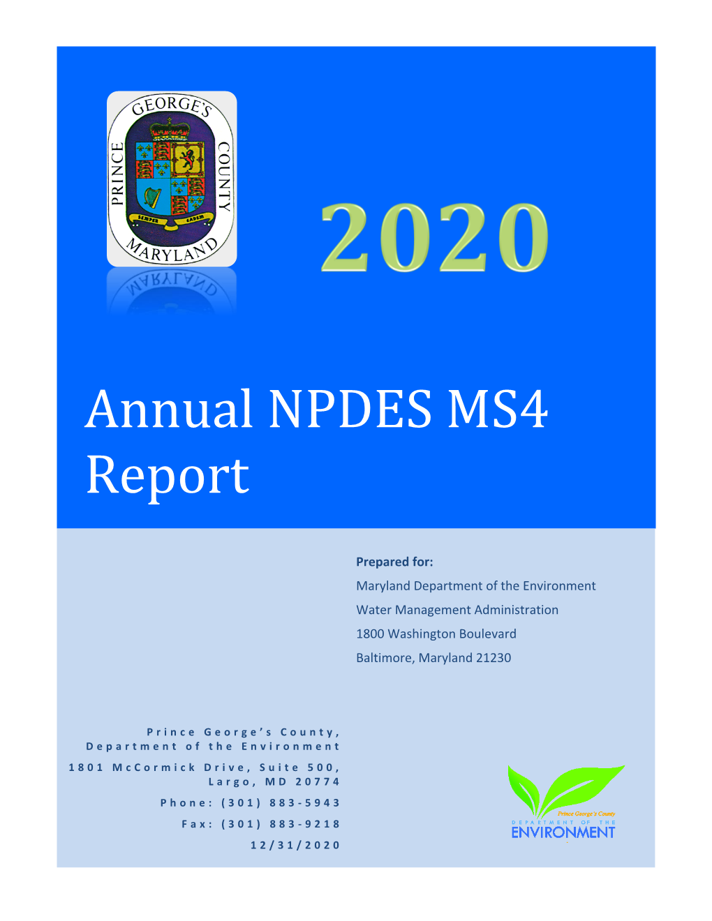 Annual NPDES MS4 Report 2020