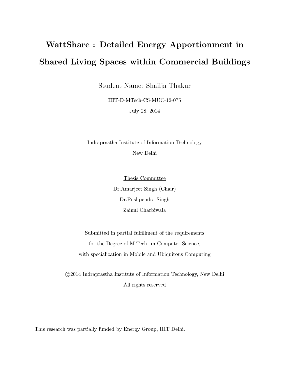 Detailed Energy Apportionment in Shared Living Spaces Within