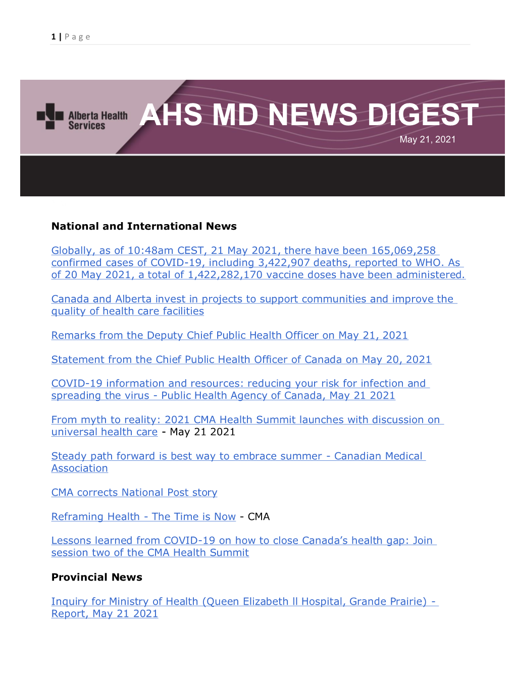 AHS MD NEWS DIGEST May 21, 2021