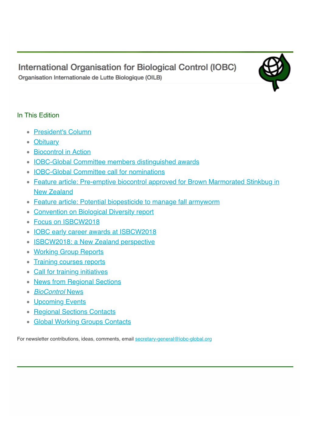 Focus on the International Symposium on Biological Control of Weeds XV ISBCW, 26-31 August 2018, Engelberg, Switzerland