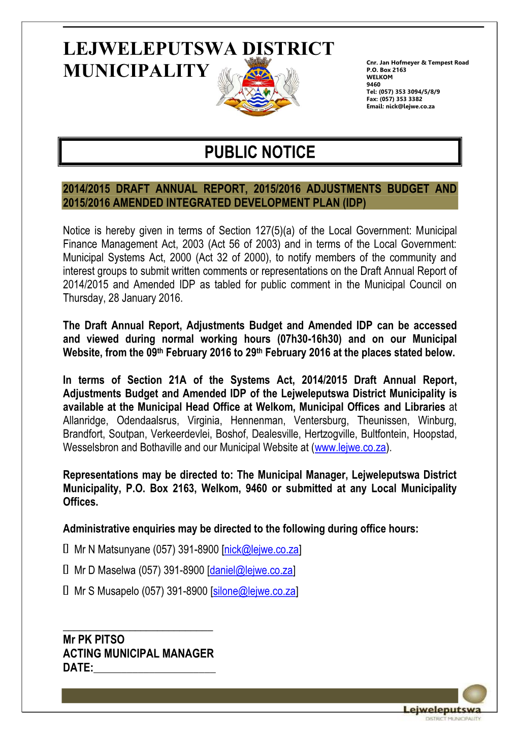 Public Notice Feb 2016